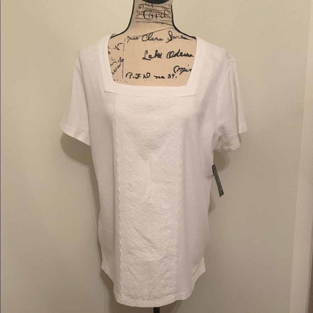 Kim Rogers NWT Lace Detail Top (White)